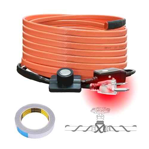 Cupohus Heat Tape for Water Pipes with Thermostat 30FT, Freeze Protection Self-Regulating Heat Trace Cable for Metal, Plastic Home Pipes, Roof and RV