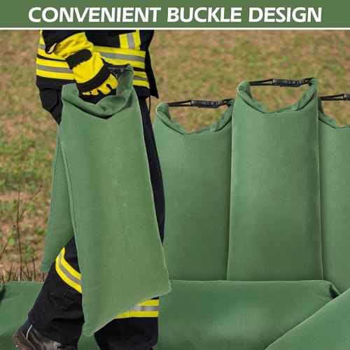 Windyun 10 Pcs Flood Water Barrier Sand Bags for Weight, 11 x 28" Thickened Long Canvas Flood Protection Sand Bags with Insert Buckle for Home Window Door Basement Garage