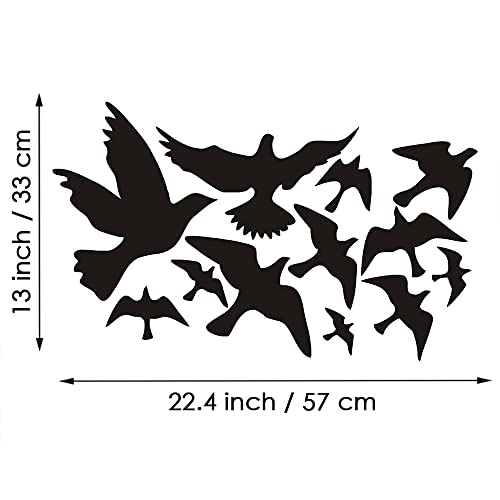 M MLM Black Flying Birds Wall Decal - 12 Pcs Vinyl Pigeon Stickers for Livingroom, Bedroom, Kids Room Decor
