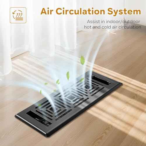 Floor Register 2x14, Heavy Duty Walkable Steel Floor Vents Ease Adjust Air Flow Direction Floor Registers, Boston Design, Black Air Floor Vent Covers for Home