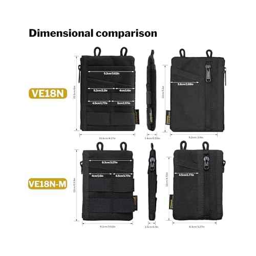 VIPERADE VE18N-M EDC Pouch, Pocket Wallet with 3 EDC Slots+2 Zipper Pockets, 1 Large Pocket for Notebook or Cellphone, Slim EDC Pocket Organizer for Men (Black)
