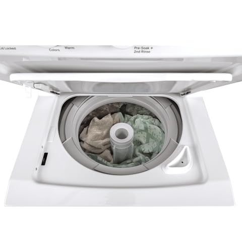 GE Unitized Spacemaker® 3.8 Cu. Ft. Washer and 5.9 Cu. Ft. Electric Dryer Laundry Center, 27-Inch, White – GUD24ESSMWW