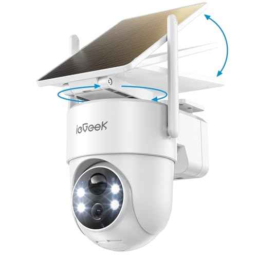 ieGeek Solar Security Camera Wireless Outdoor ? 2K 3MP WiFi Camera with Removable Solar Panel, Long Battery Life, 360¡Æ Pan Tilt, Color Night Vision, AI Detection, 2-Way Audio, IP65 for Home Security