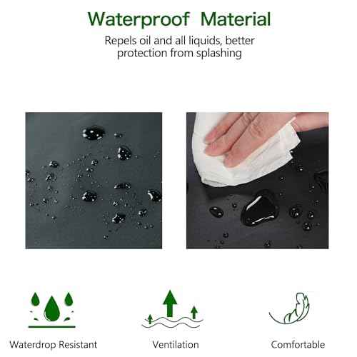 2Pack Waterproof Rubber Vinyl Heavy Duty Apron with Adjustable Butcher Aprons for Kitchen Cleaning Dishwashing Ultra Lightweight Black