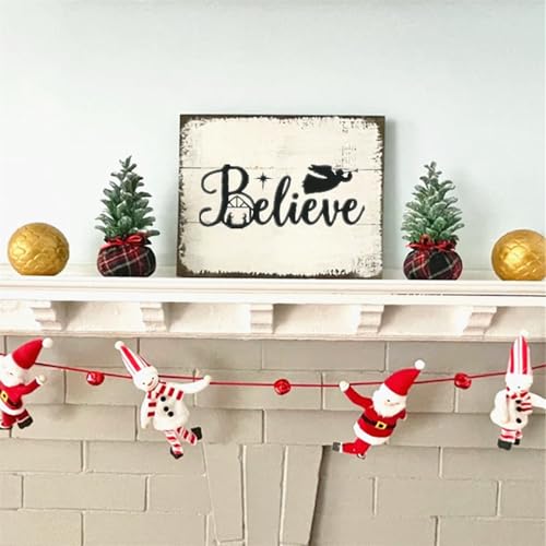 Christmas Silk Screen Stencils Rusable Adhesive Stencils Believe Xmas Chalk Mesh Transfers Screen Printing Stencil for Painting on Fabric, Wood, Wall, Chrismtas Home Decoration DIY Craft Project