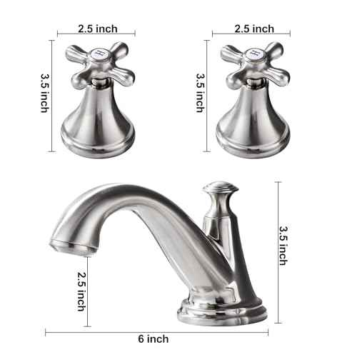 Vintage Widespread Bathroom Faucet - 2 Handle 3-Hole Sink Faucet Brushed Nickel Brass, Drip-Free Ceramic Disc Cartridge, Adjustable 8 to 16 Inch Installation