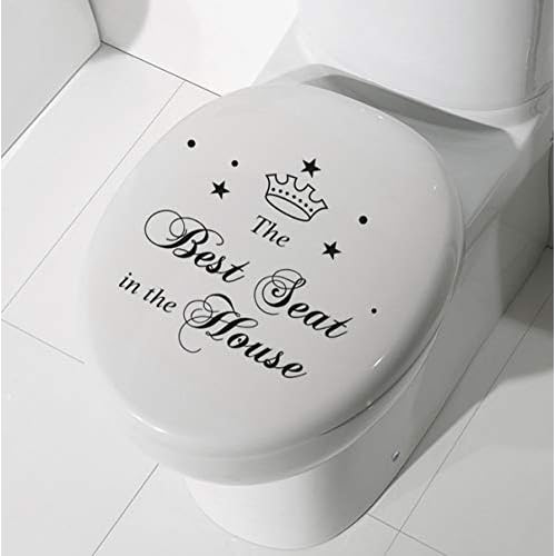Maydahui 2 PCS Toilet Stickers The Best Seat in The House Wall Decal 11 Inch Funny Art Vinyl Quote Mural Sign Black for Bathroom Home Chair Closestool Sofa