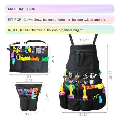 Multi-Pocket Organizer Bag - Portable Workbag for Balloon Entertainer and Clown - Multifunctional Tool Waist Bag for Balloon Twister