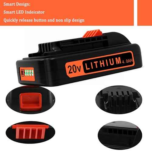 2Packs Replacement Black and Decker 20V Battery 4.0Ah, Built with 21700 Cells, High-Performance Lithium-Ion Battery Compatible with 20V Tools