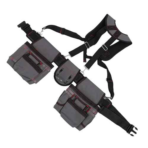 GOTOTOP Men's Tool Belt, 600D Oxford Fabric, Tool Belt Bag with Adjustable Waist Strap, Grey, 29.53 Inches, Tool Belts for Construction