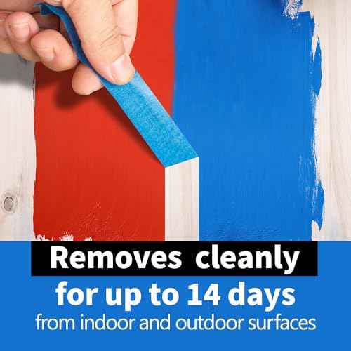 Blue Painters Tape 4 Rolls: Masking Tape 1 Inch Wide x 55 Yards - Painter's Tape Blue Masking Tape for Walls Painting Packing, Wood, Floors, DIY, Total 220 Yards