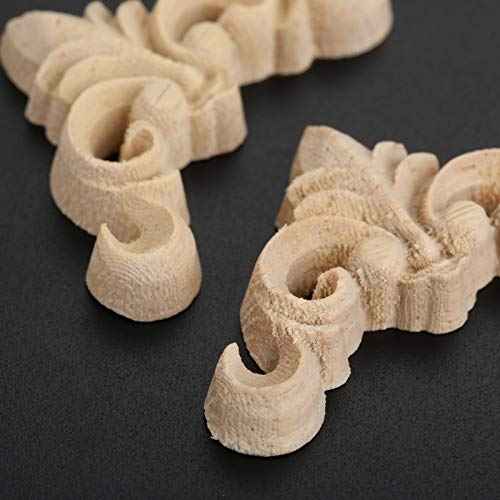 MUXSAM 8Pcs Furniture Onlay Applique Frame for Home, 4x4cm/1.57"x1.57", Unpainted Woodcarving Corner Decal Cabinet Door Wall Ceiling Dresser