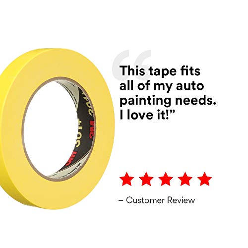 3M 301+ High Performance Masking Tape, Yellow, 18 mm x 55 m - High Performance Holding and Masking Tape for Automotive, Specialty Vehicle and Industrial Markets (Pack of 1)