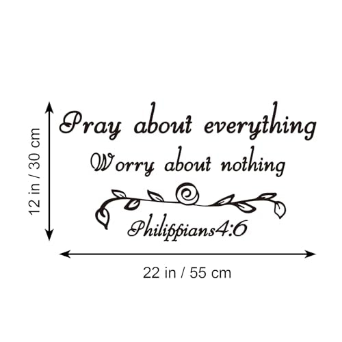 Pray About Everything Worry About Nothing Philippians 4:6 Vinyl Wall Decal Bible Verse Quote Religious Art Letters Home D?cor