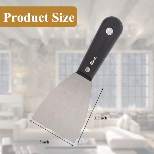 7 PCS Drywall Tools,Putty Knife,Paint Scraper Tool with Storage Bag,Stainless Steel Putty Knife Set,Drywall Scraper Spackle Taping Knife for Spreading Mud, Taping,Repairing wall (6 PCS -3")