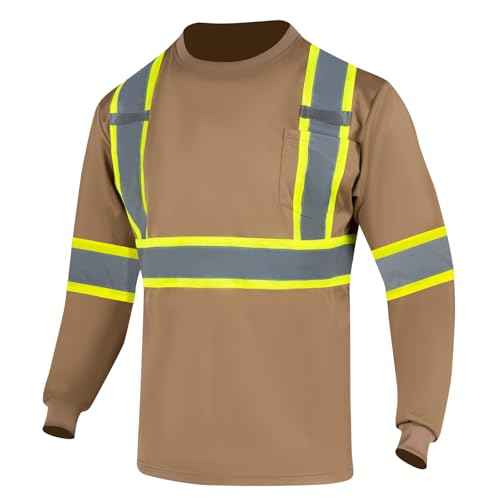 FONIRRA Long Sleeve Safety T Shirt Reflective High Visibility Construction Work Shirts ANSI Class 3 for Men