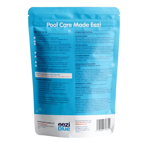 Eeziblue Monthly Algaecide for Swimming Pool — Patented Zn-Cu Synergy™, Treats Green, Black & Mustard Algae, Inground & Above Ground Pools, Up to 20,000 Gallons, Pre-Measured Dose