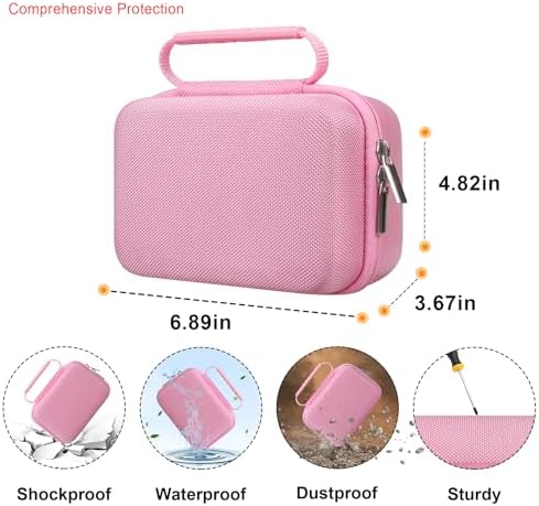 Elonbo Carrying Case for iHealth Track Smart Upper Arm Blood Pressure Monitor, Wireless Bluetooth Blood Pressure Monitor Travel Protective Bag Storage Holder, Mesh Pocket fits Range Cuff, Pink