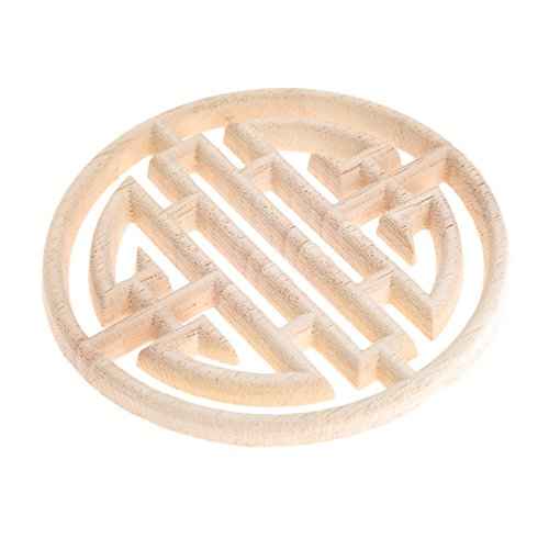 MUXSAM 2-Pack Wooden Carved Round Appliques Onlay, 3.94-Inch Dia Unpainted Wood Carving Craft Decals for Home Door Cabinet Furniture Cupboard Dresser Bed Wall Wardrobe Decor