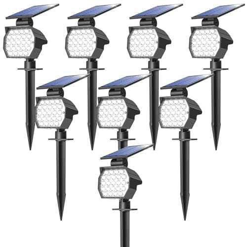 NIORSUN Solar Spot Lights Outdoor,23 LEDs Landscape Lighting with Auto On/Off and 3 Lighting Modes, IP67 Waterproof Spotlights,Outdoor Solar Lights for Yard Garden,8 Pack(Cool White)