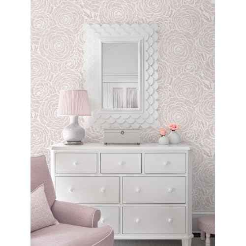 CiCiwind Pink Wallpaper Floral Peel and Stick Wallpaper Modern Flower Contact Paper for Bathroom Bedroom Boho Removable Self Adhesive Wall Paper for Kitchen Cabinets Drawer Shelf 78.7" ¡¿ 16"