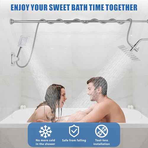 Voolan Dual Shower Head for Couples, High Pressure Rain Showerhead and Handheld Spray Combo, Adjustable Double Shower Heads for 2 People Bathroom (Chrome)