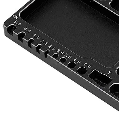 Kadimendium RC Repair Tool Tray Large Space Magnetic Adsorption Sturdy Durable Magnetic Screw Tray Alloy Screw Tray Model for DIY(Black)