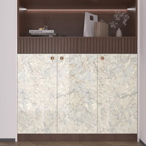 VaryPaper Grey Beige Marble Contact Paper for Countertops Waterproof Kitchen Countertop Peel and Stick Marble Wallpaper Removable Self Adhesive Granite Vinyl Wrap for Desk Cabinets Table 15.7''x78.7''