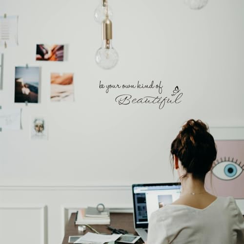 Be Your Own Kind of Beautiful - Inspirational Quotes Art Letters Positive Motto Decoration Carved Pure Black Vinyl Wall Decal