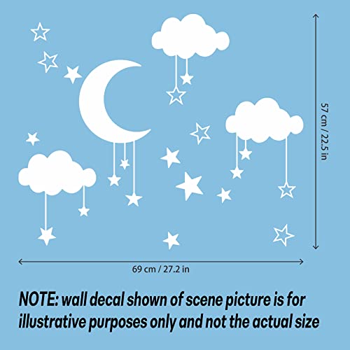 Big Cloud Wall Decals, Star Wall Stickers, Art DIY Good Night Nursery Decor, Removable Clouds Moon Stars Wall Stickers for Kids Nursery Bedroom