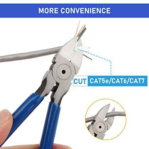 RJ45 Crimp Tool Kit Pass Through Ethernet Cat6 Cat6a Cat5e Crimping Tool with 20PCS Cat6 Pass-Thru Connectors,20 Covers,1 Wire Cutter Plier,1 Mini Wire Stripper and 1 Network Cable Tester