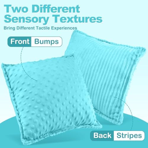 Subao 12" Vibrating Toddler Pillow with Two Textures, Sensory Toys for Kids with Autism, ADHD, Birthday & Xmas Gift for Boys & Girls Aged 4-10, Blue