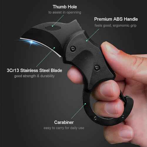 Small Pocket Knife for Men Women, Carabiner Mini Keychain EDC Gadgets Box Cutter Folding Knives for Indoors Outdoors, Gifts Stocking Stuffers for Him and Her