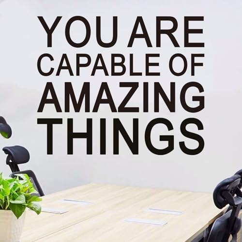 Inspirational Quotes Wall Stickers for Office: Motivational Gym School Classroom Garage Bedroom Vinyl Art Wall Decals - You are Capable of Amazing Things 18" X 15"