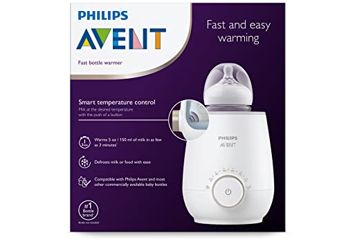 Philips Avent Warming Bundle with Anti-Colic baby bottle with AirFree Vent 4 Ounce 4 Pack + Fast baby bottle Warmer