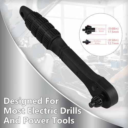 2-in-1 Ratcheting Drill Chuck Key Wrench,Drill Chuck Key,Universal Chuck Key Replacement Tool for Drill, Compatible with Most Electric Drills and Power Tools(1Pcs