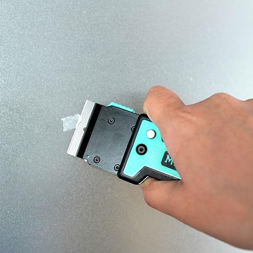 MANUFORE Folding Cleaning Scraper Blue Portable Multi-Purpose Razor Blade Scraper for Cleaning Glass, Stove-top, Window, Floor(2 Scrapers, 10 Stainless Steel Blades)