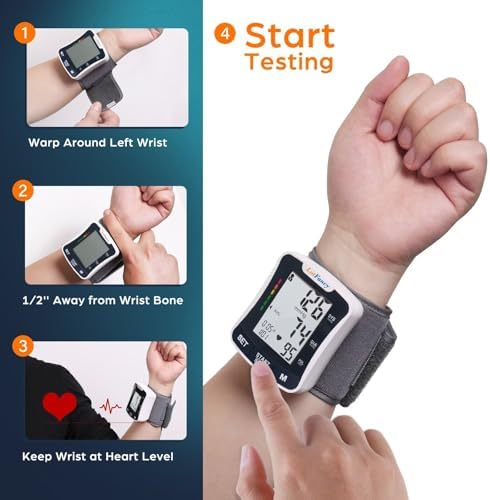 LotFancy Talking Blood Pressure Monitor, Blood Pressure Monitors for Home Use, Blood Pressure Machine with Voice Broadcast, Wrist Blood Pressure Cuff 5.3"-8.5"