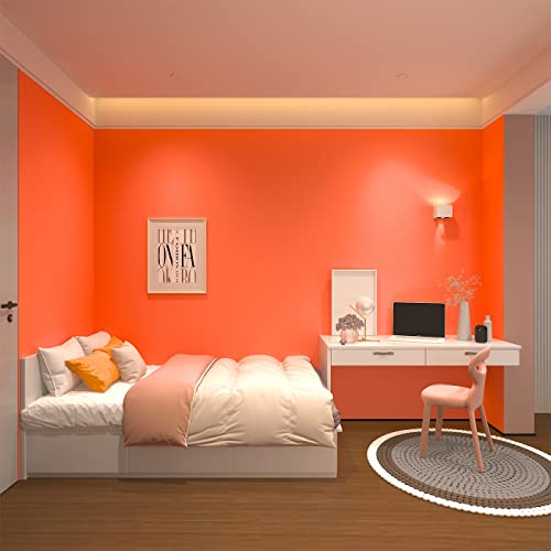 Bright Orange Wallpaper 88" X 16" Orange Contact Paper Peel and Stick Wallpaper Self-Adhesive Wall Paper Renter Friendly Wall Sticker Decoration for Girls Bedroom Bathroom Kids Room Walls
