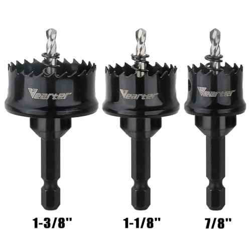 Bi-Metal Hole Saw Kit 3PCS, 7/8'' to1-3/8'' M42 Bimetal Hole Saw Set, Thin Wall Cobalt Drill Hole Cutter with Arbors for Wood, Sheet Metal, Copper, Plaster, PVC, Steel Plate, Drywall, Black