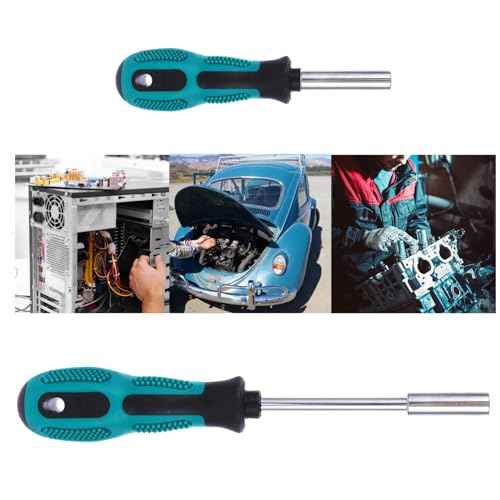 Bit Driver Handle,2 Pieces 1/4 inch Bit Driver Magnetic Screwdriver Bit Holder,6.35mm Hex Bit Holder Extension,190mm and 110mm Long with Non-slip Handle Nut Driver, Green