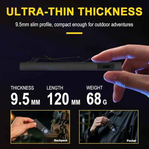U8 Rechargeable EDC Flashlight, 650 Lumens Flat Pocket Flashlight with Clip, Mini RGB Side Light, IP67 Waterproof Magnetic Keychain Light for Everyday Carry