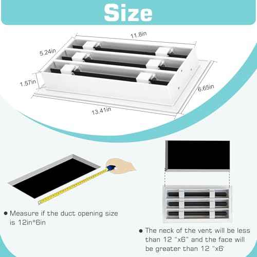 12x6 Modern AC Vent Cover, Decorative White Air Vent (Duct Opening Cutout), All Aluminium Standard Linear Slot Diffuser, Low Noise - Register Grille for Ceiling, Walls & Floors