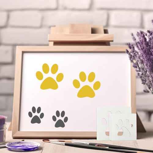 Paw Stencil, 8Pcs Large Dog Paw Stencil for Painting,Cute Bear Cat-Paw Print Stencils Template Reusable Plastic Animal-Paw Paint Stencils for Crafts Art Painting on Wood Paper Flag Wall Home Decor