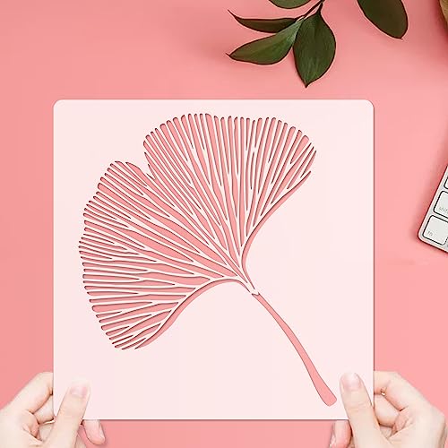 2 Packs Floor Stencils, 12x12" Ginkgo Wall Stencils, Boho Stencil for Bathroom