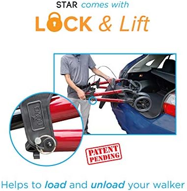 NOVA Star 8 Rollator Walker with Perfect Fit Size System, Lightweight & Foldable, Easy to Lift & Carry, Great for Travel, Color Black