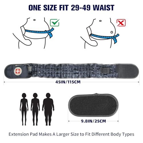 Decompression Back Belt with Electric Inflatable Pump -Lumbar Support Belt for Lower Back Pain Relief, Air Traction Device Fits Waist Size 29-49 Inches (Blue)