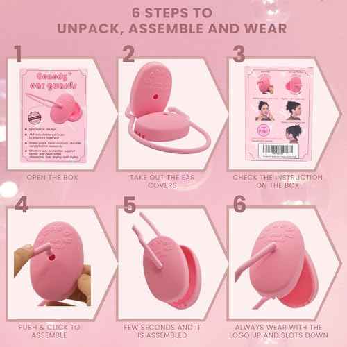 Ear Covers for Shower, Heat and Hair Dye Protection - Pink - Waterproof Ear Covers for Washing Hair - Reusable Silicone Ear Caps For Hair Dye - Ear Protectors From Heat Styling and Dryer