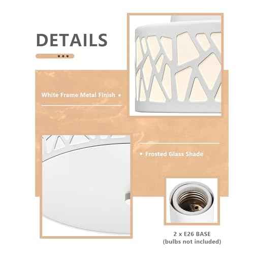 2-Light Flush Mount Ceiling Light, 12 inch Modern Close to Ceiling Light Fixture with White Metal and Frosted Glass Shade for Hallway, Kitchen, Bedroom(2 PK)