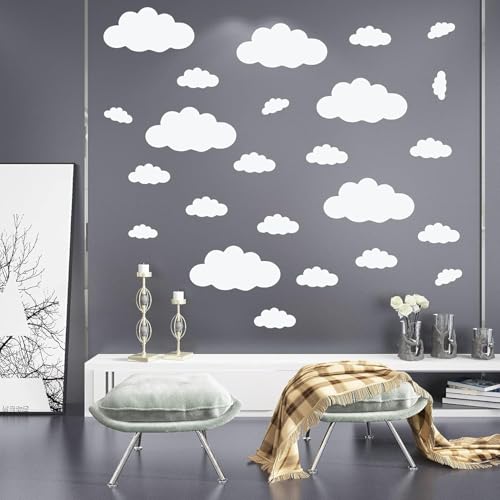 JEPELUS Cloud Wall Decals for Nursery Removable DIY Large Sticker Self Adhesive Wallpaper for Living Room Children Baby Kids Boys Girls Bedroom Home Decor Art Mural Dec